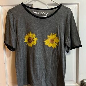 Vans Charcoal Tee with Bright Yellow Floral Design